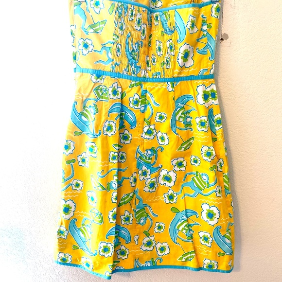 LILLY PULITZER Les Monkey Print Strapless Dress - White Label Beach Floral - Picture 10 of 14